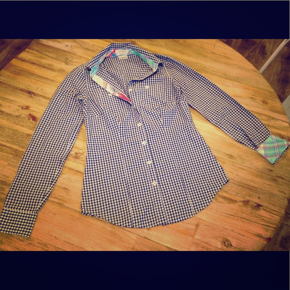 Van Heusen blue and white gingham dress shirt